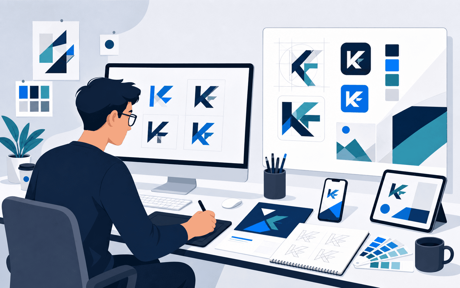 KF — Brand Identity and Logo Design interface preview